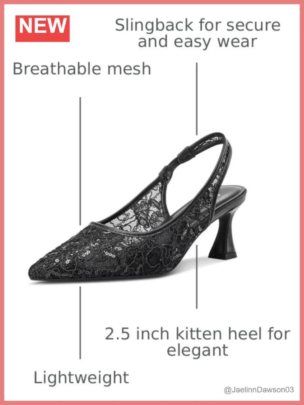 Lace Mesh Slingback Heels Kitten Heel Pointed Toe Wedding Pumps Bridal Shoes